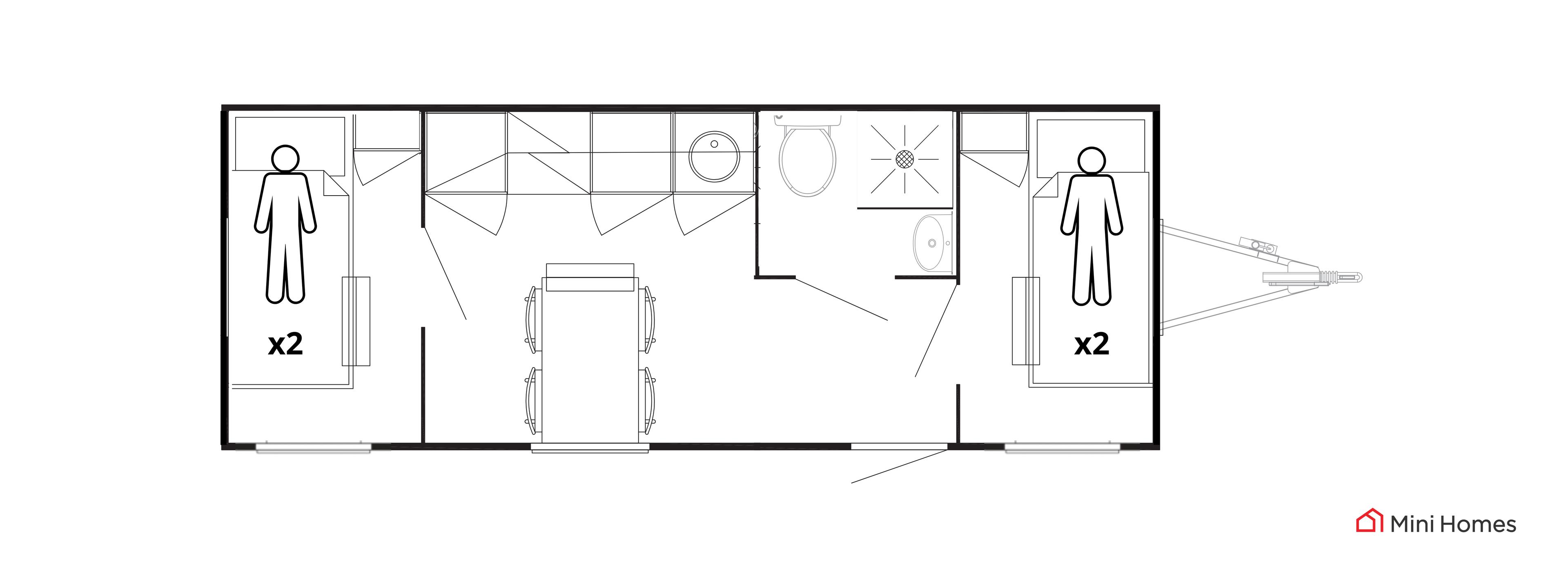 Beboelsesvogn 4. pers - Køjevogn
